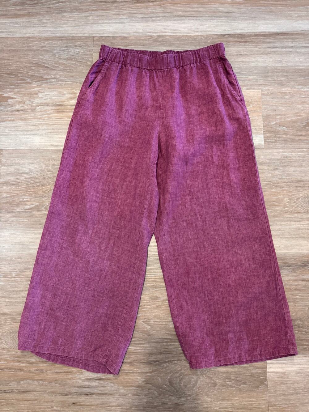 Eileen Fisher | 100% Washed Organic Linen Délavé Wide-Leg Crop Pant size S